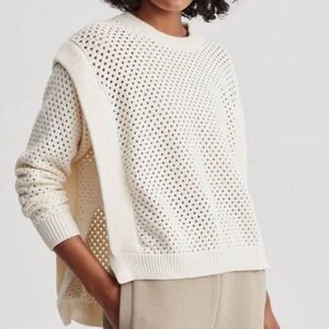 Varley Arabella True Knit Cotton Perforated Sweater Size Medium Loungewear